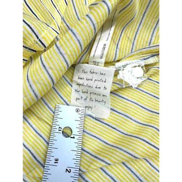 Free People FPone Yellow and Blue Striped Hand Printed Long Sleeve Top Women’s S - Picture 8 of 11